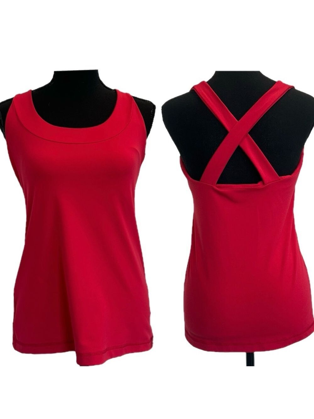 Tonic red crisscross back sports tank top Sz L yoga fitness gym running athletic